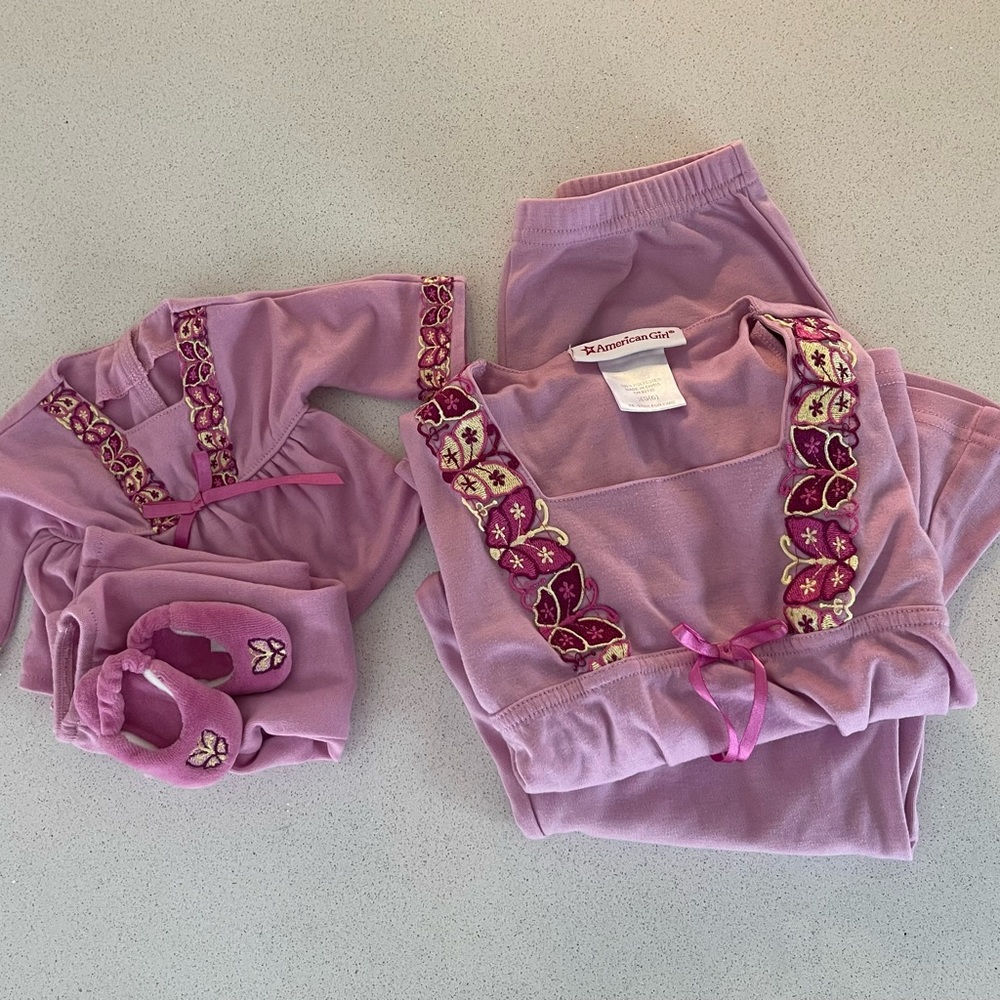American Girl Doll Julie pajamas for doll and girl. Girl size XS(6).